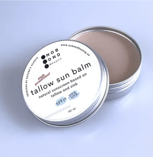 En burk med solskyddande tallow balm