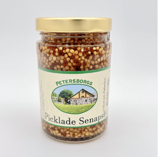 En burk med picklade senapsfrön från Österlen